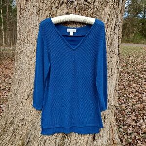 CHRISTOPHER & BANKS Womans Vibrant Blue Knit Tunic Top. Size M. Like New!